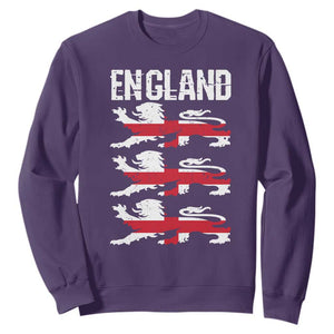 Vintage Three Lions England Pride Sweatshirt Patriotic Soccer British Football Fans