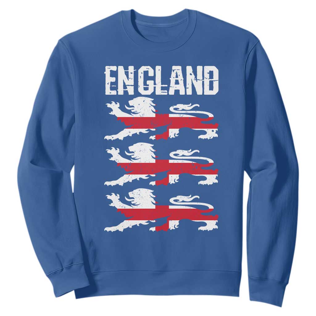 Vintage Three Lions England Pride Sweatshirt Patriotic Soccer British Football Fans
