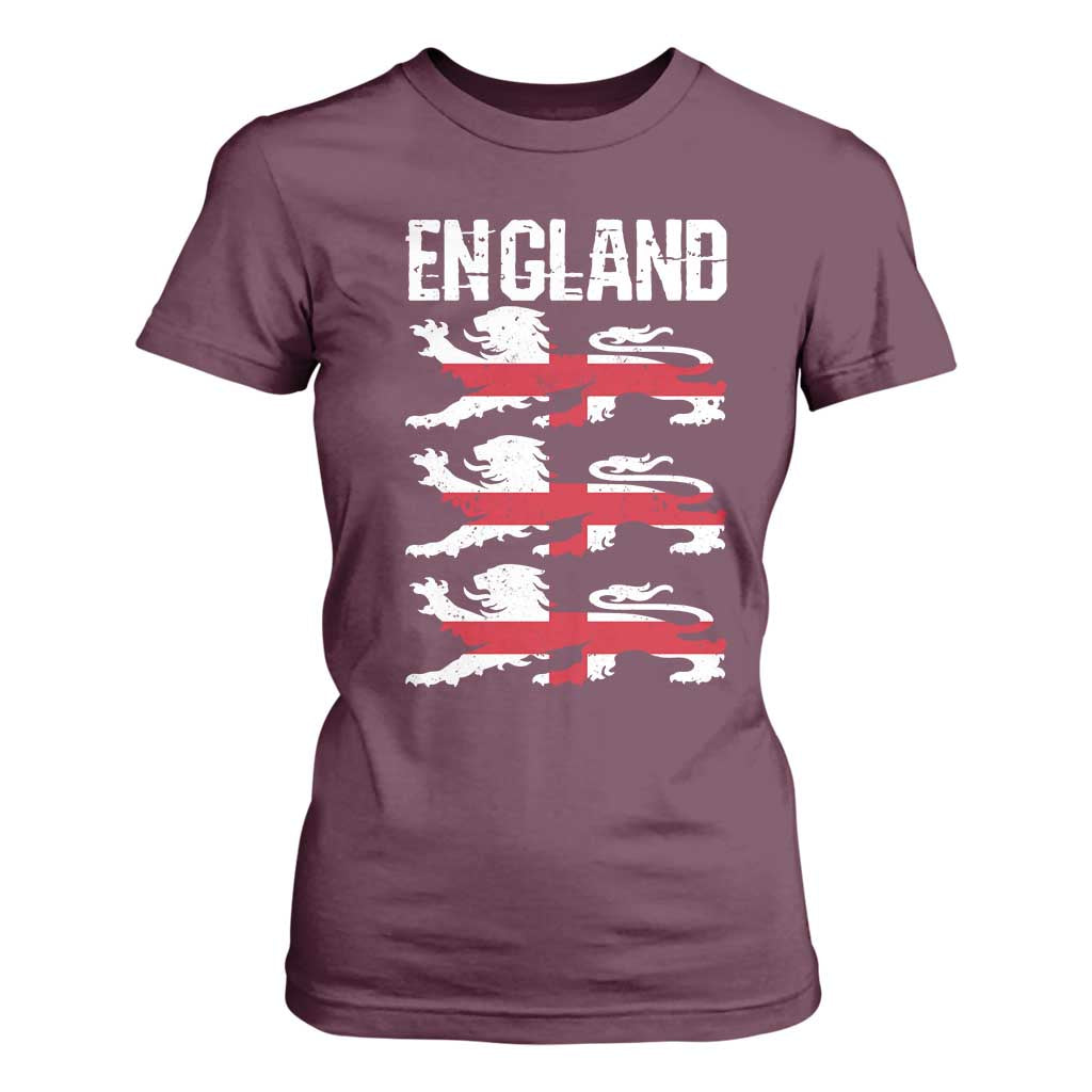 Vintage Three Lions England Pride T Shirt For Women Patriotic Soccer British Football Fans