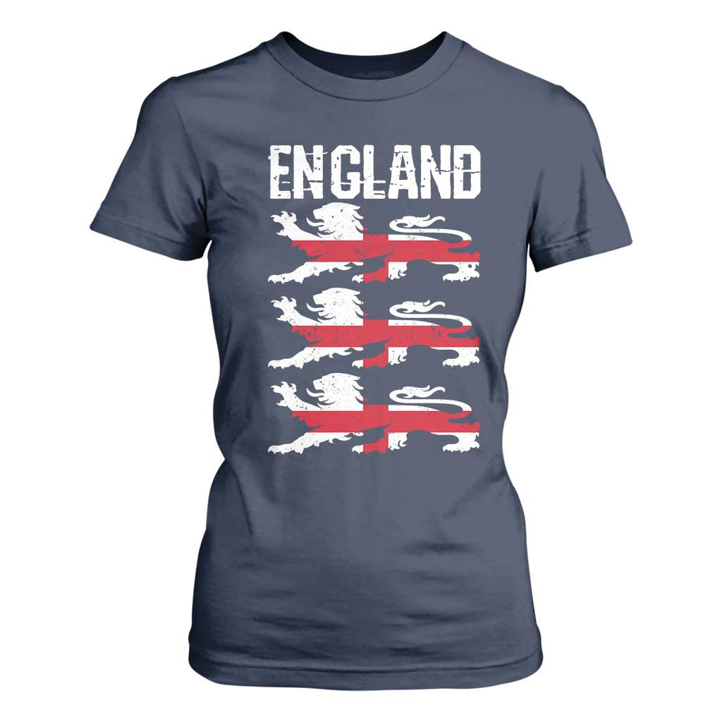 Vintage Three Lions England Pride T Shirt For Women Patriotic Soccer British Football Fans