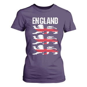 Vintage Three Lions England Pride T Shirt For Women Patriotic Soccer British Football Fans