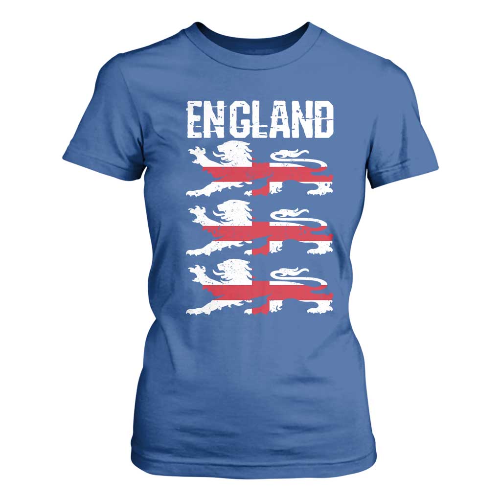 Vintage Three Lions England Pride T Shirt For Women Patriotic Soccer British Football Fans