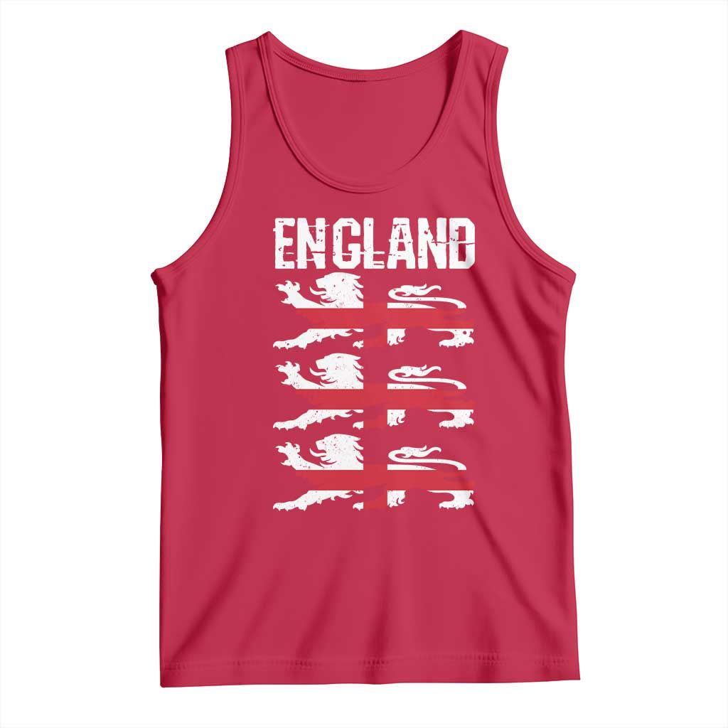 Vintage Three Lions England Pride Tank Top Patriotic Soccer British Football Fans