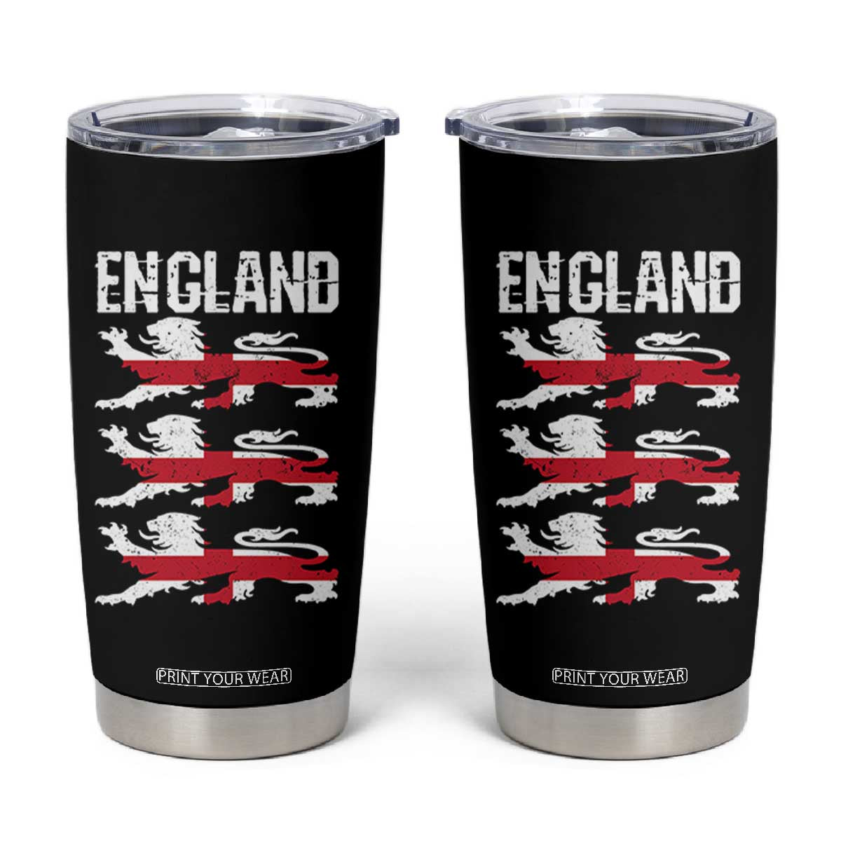 Vintage Three Lions England Pride Tumbler Cup Patriotic Soccer British Football Fans