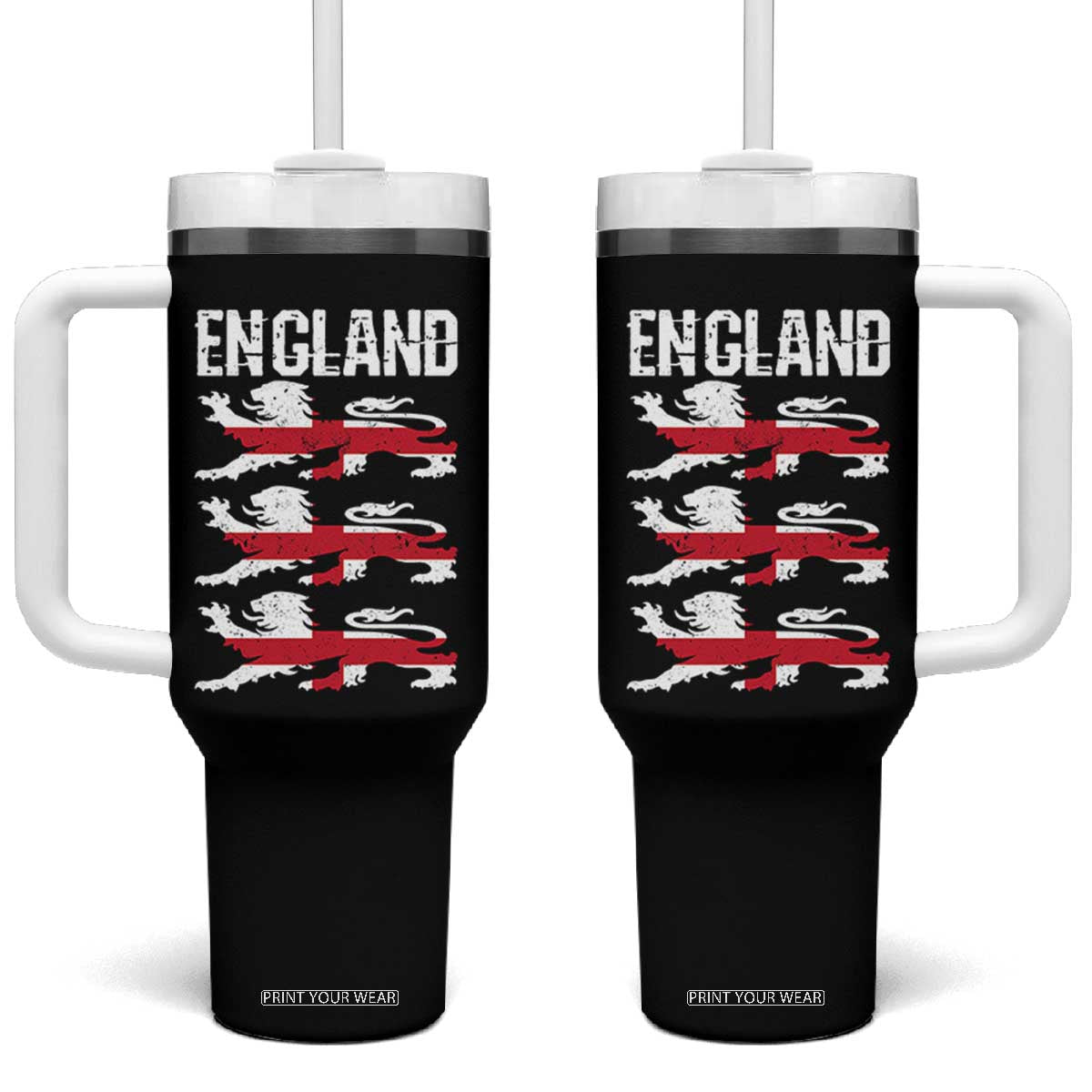 Vintage Three Lions England Pride Tumbler With Handle Patriotic Soccer British Football Fans
