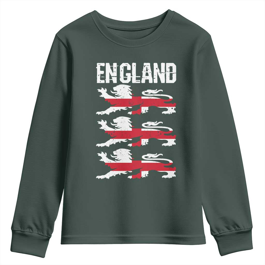 Vintage Three Lions England Pride Youth Sweatshirt Patriotic Soccer British Football Fans