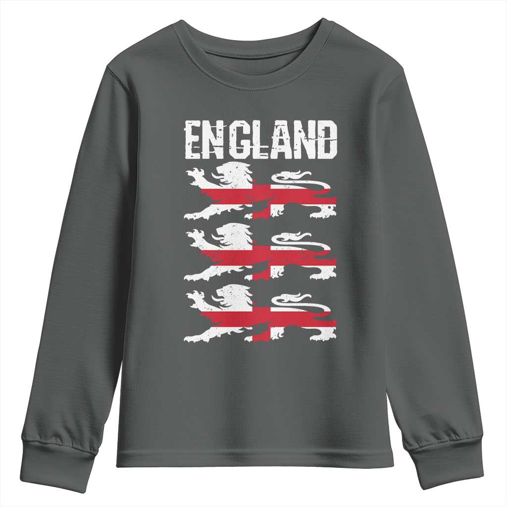 Vintage Three Lions England Pride Youth Sweatshirt Patriotic Soccer British Football Fans
