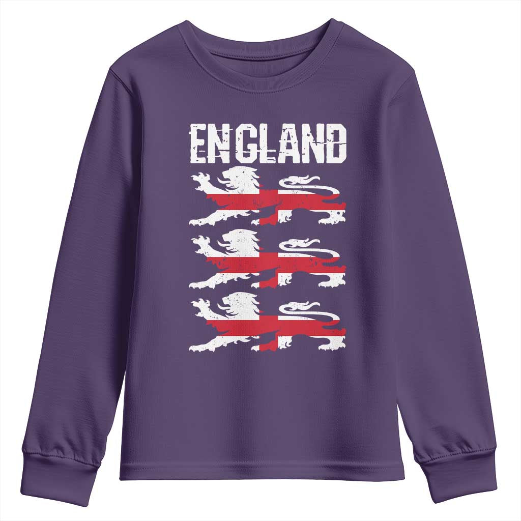 Vintage Three Lions England Pride Youth Sweatshirt Patriotic Soccer British Football Fans