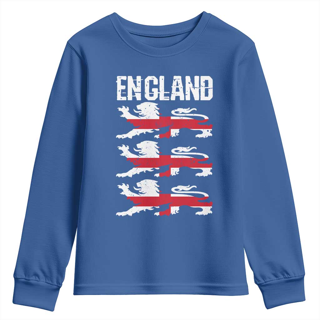 Vintage Three Lions England Pride Youth Sweatshirt Patriotic Soccer British Football Fans