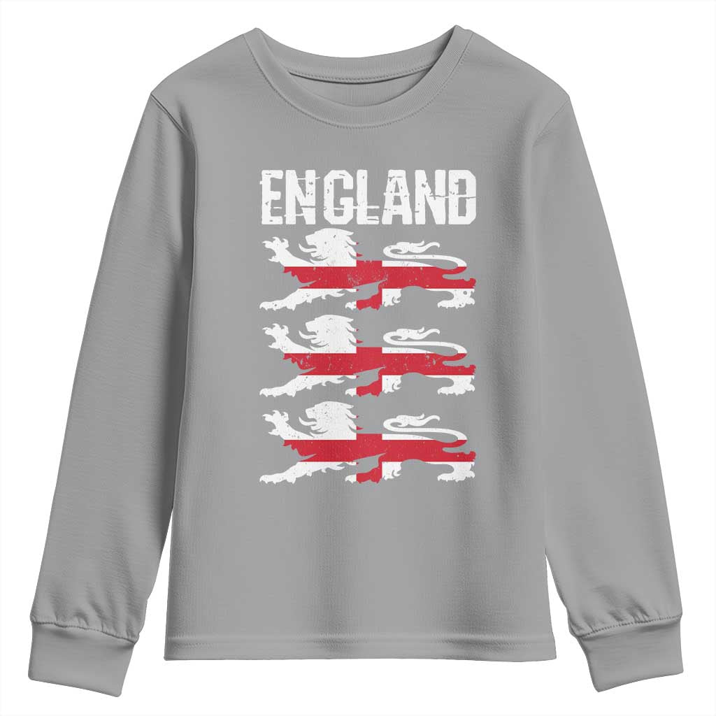 Vintage Three Lions England Pride Youth Sweatshirt Patriotic Soccer British Football Fans