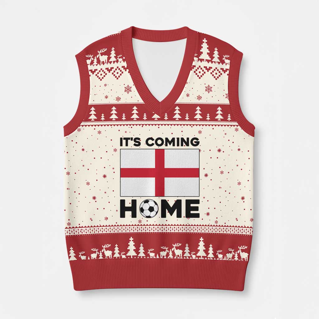 It is Coming Home England Football Flag V-Neck Knit Sweater Vest Patriotic Soccer Fans St Georges Cross Heritage Pride
