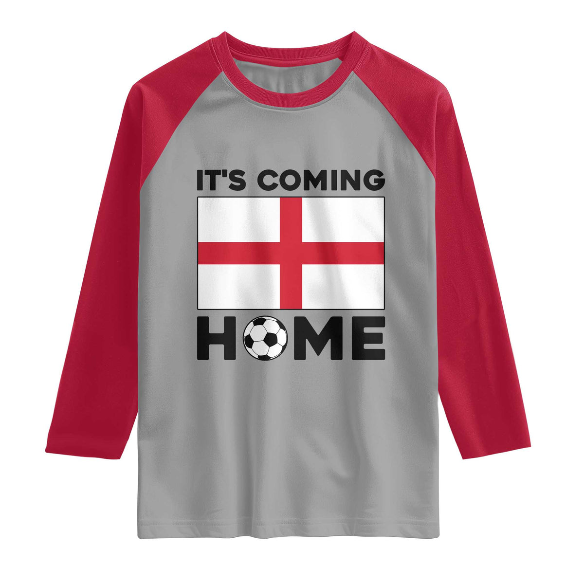 It is Coming Home England Football Flag Raglan Shirt Patriotic Soccer Fans St Georges Cross Heritage Pride