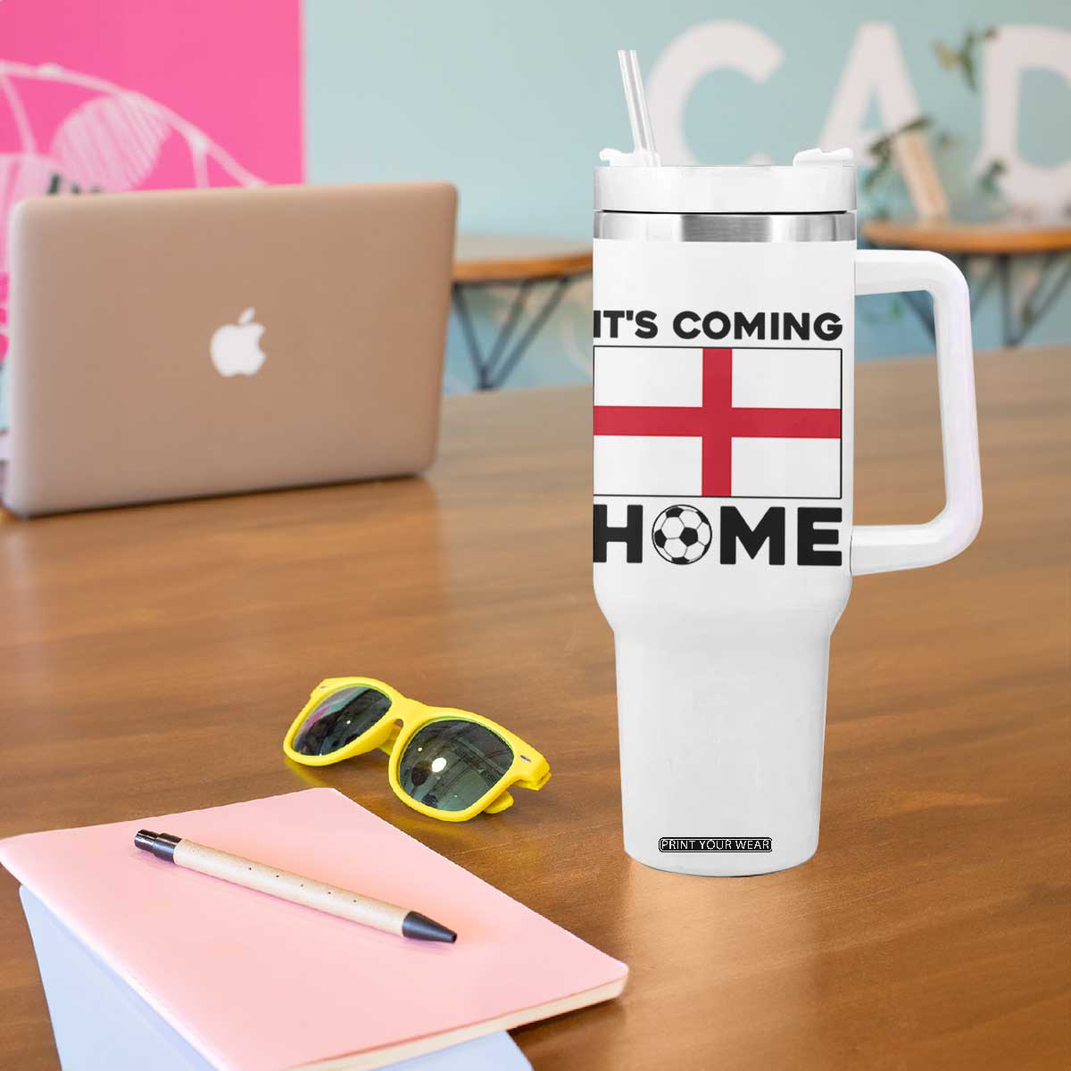 It is Coming Home England Football Flag Tumbler With Handle Patriotic Soccer Fans St Georges Cross Heritage Pride