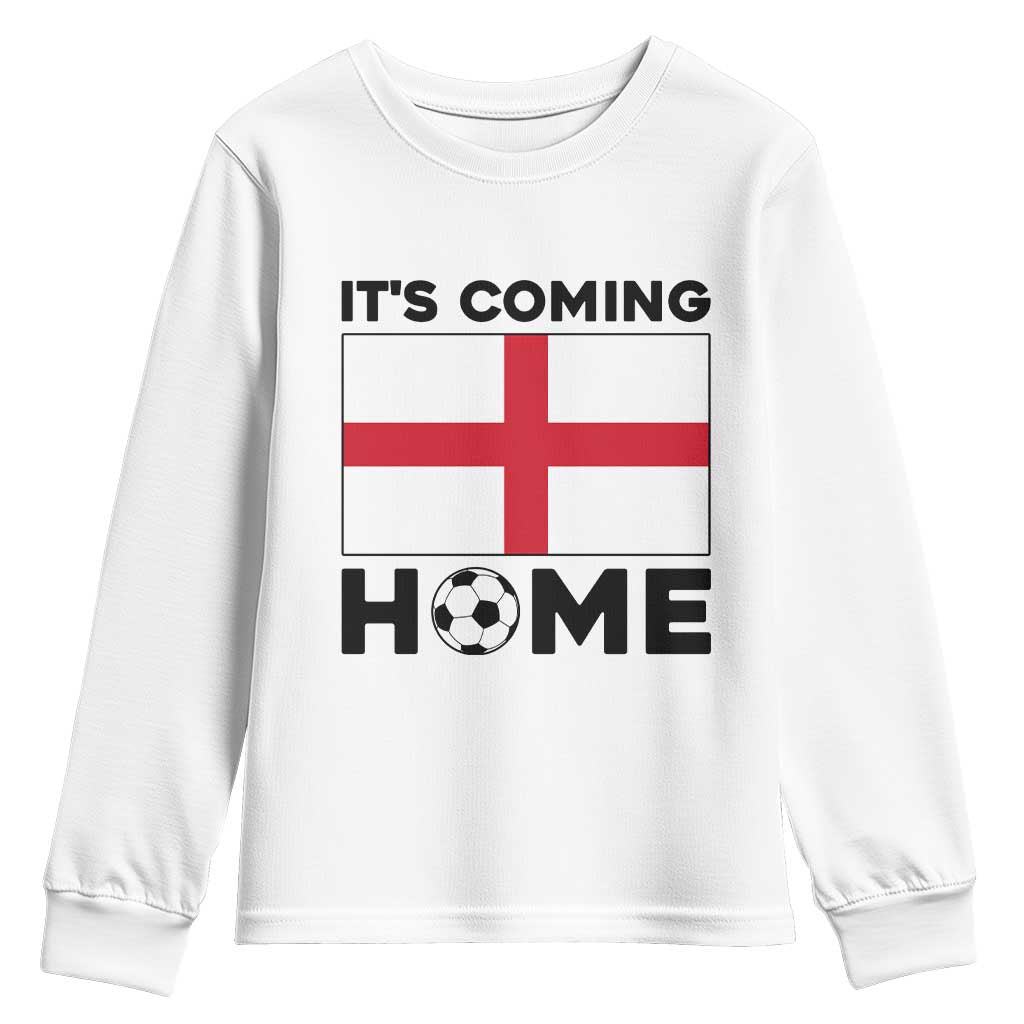 It is Coming Home England Football Flag Youth Sweatshirt Patriotic Soccer Fans St Georges Cross Heritage Pride TS02 White Print Your Wear
