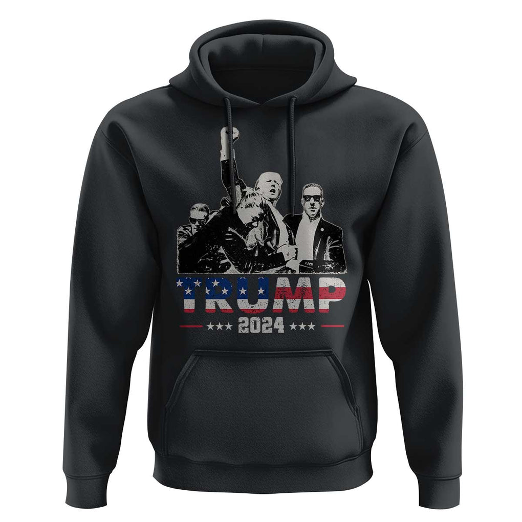 Trump Raised Fist Hoodie Trump 2024 For President TS02 Black Print Your Wear