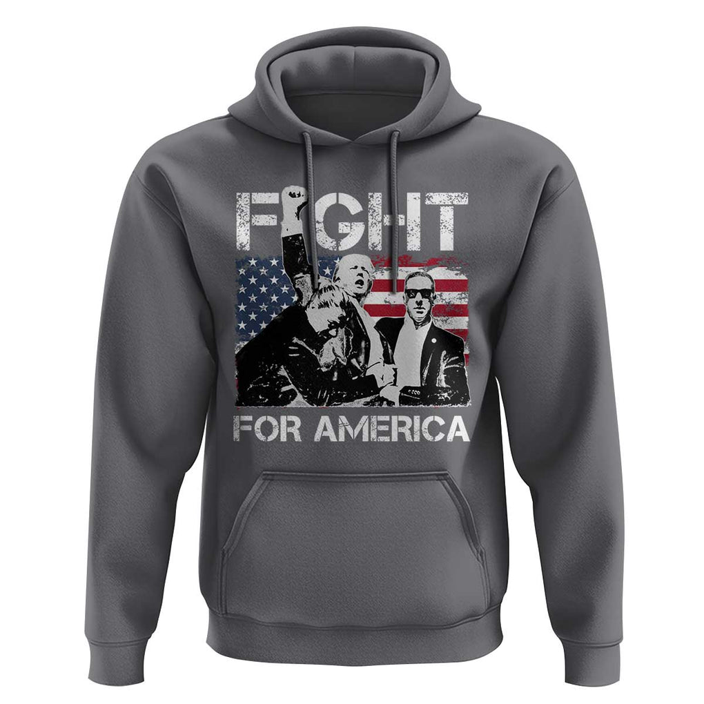 Trump Raised Fist Hoodie Fight For America President 45 47 US Flag TS02 Charcoal Print Your Wear