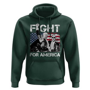 Trump Raised Fist Hoodie Fight For America President 45 47 US Flag TS02 Dark Forest Green Print Your Wear