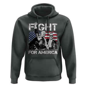 Trump Raised Fist Hoodie Fight For America President 45 47 US Flag TS02 Dark Heather Print Your Wear