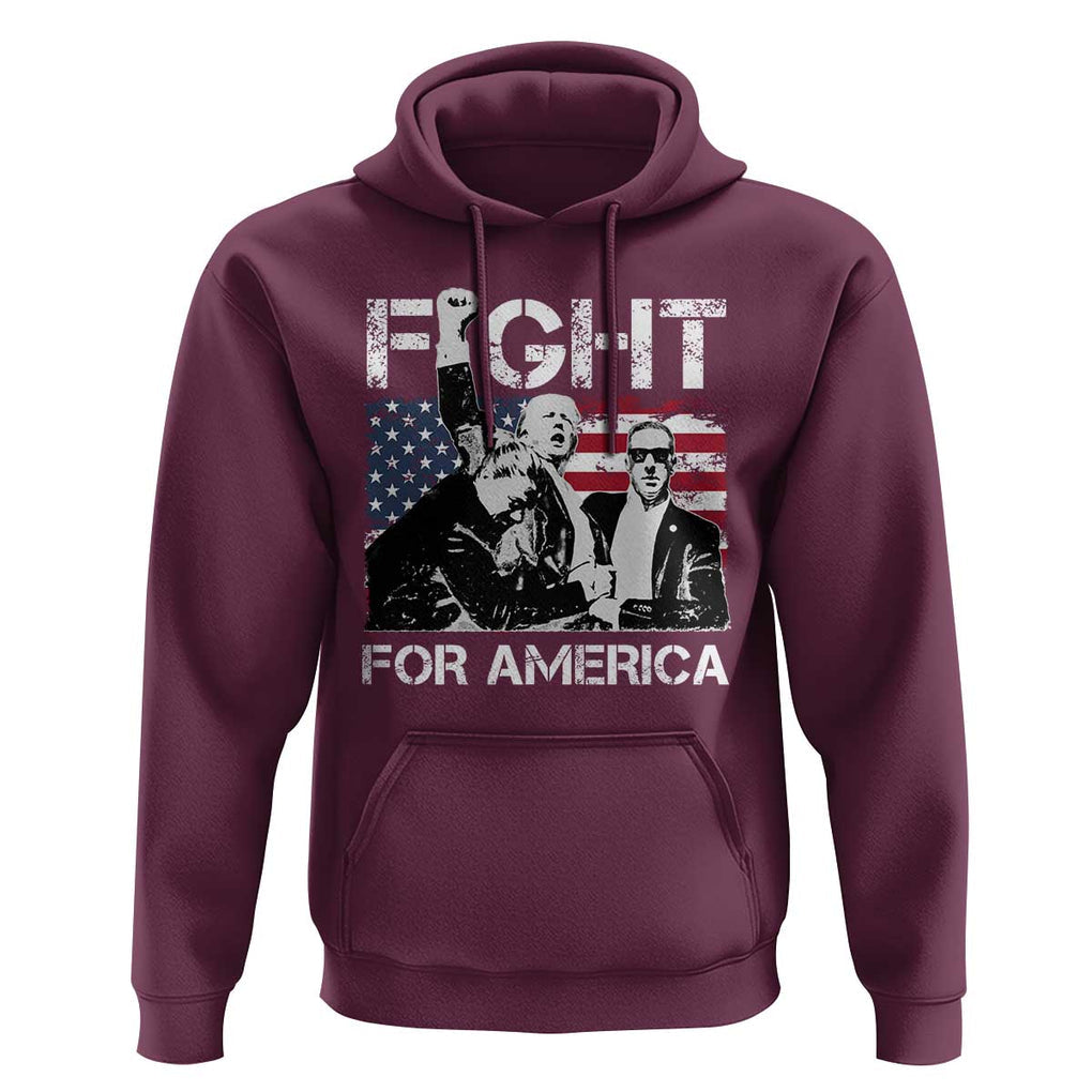 Trump Raised Fist Hoodie Fight For America President 45 47 US Flag TS02 Maroon Print Your Wear
