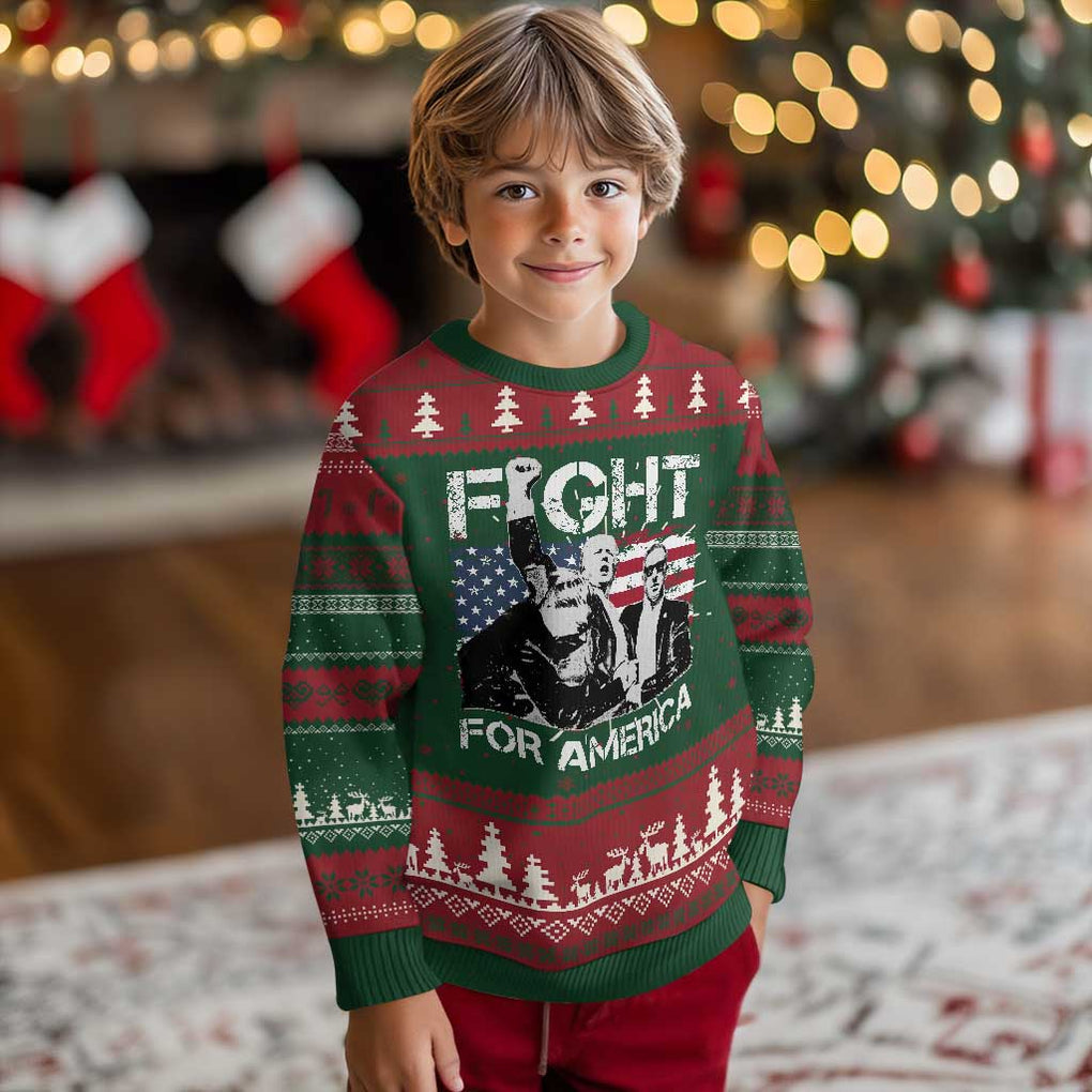 Trump Raised Fist Ugly Christmas Sweater Fight For America President 45 47 US Flag TS02 Christmas Print Your Wear