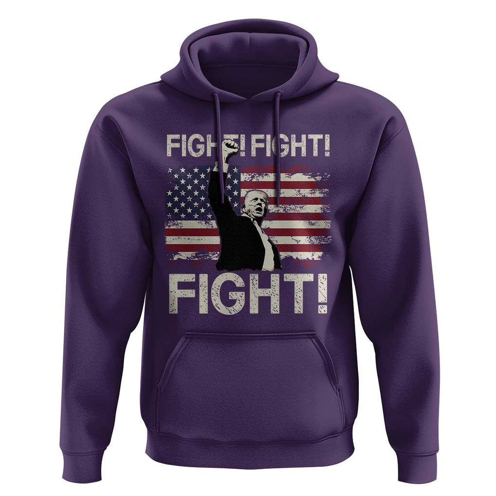 Trump Raised Fist Hoodie Fight Fight Fight American Flag Retro Vintage TS02 Purple Print Your Wear