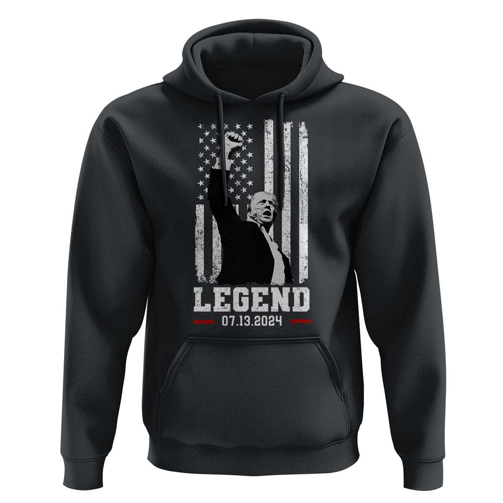 Trump Raised Fist Hoodie Legend July 13th 2024 American Flag TS02 Black Print Your Wear
