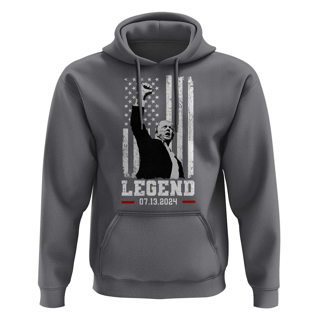 Trump Raised Fist Hoodie Legend July 13th 2024 American Flag TS02 Charcoal Print Your Wear
