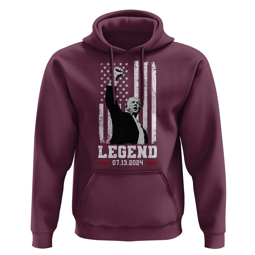 Trump Raised Fist Hoodie Legend July 13th 2024 American Flag TS02 Maroon Print Your Wear