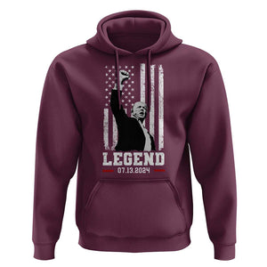 Trump Raised Fist Hoodie Legend July 13th 2024 American Flag TS02 Maroon Print Your Wear