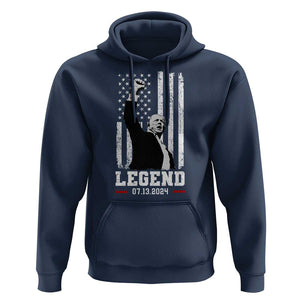Trump Raised Fist Hoodie Legend July 13th 2024 American Flag TS02 Navy Print Your Wear