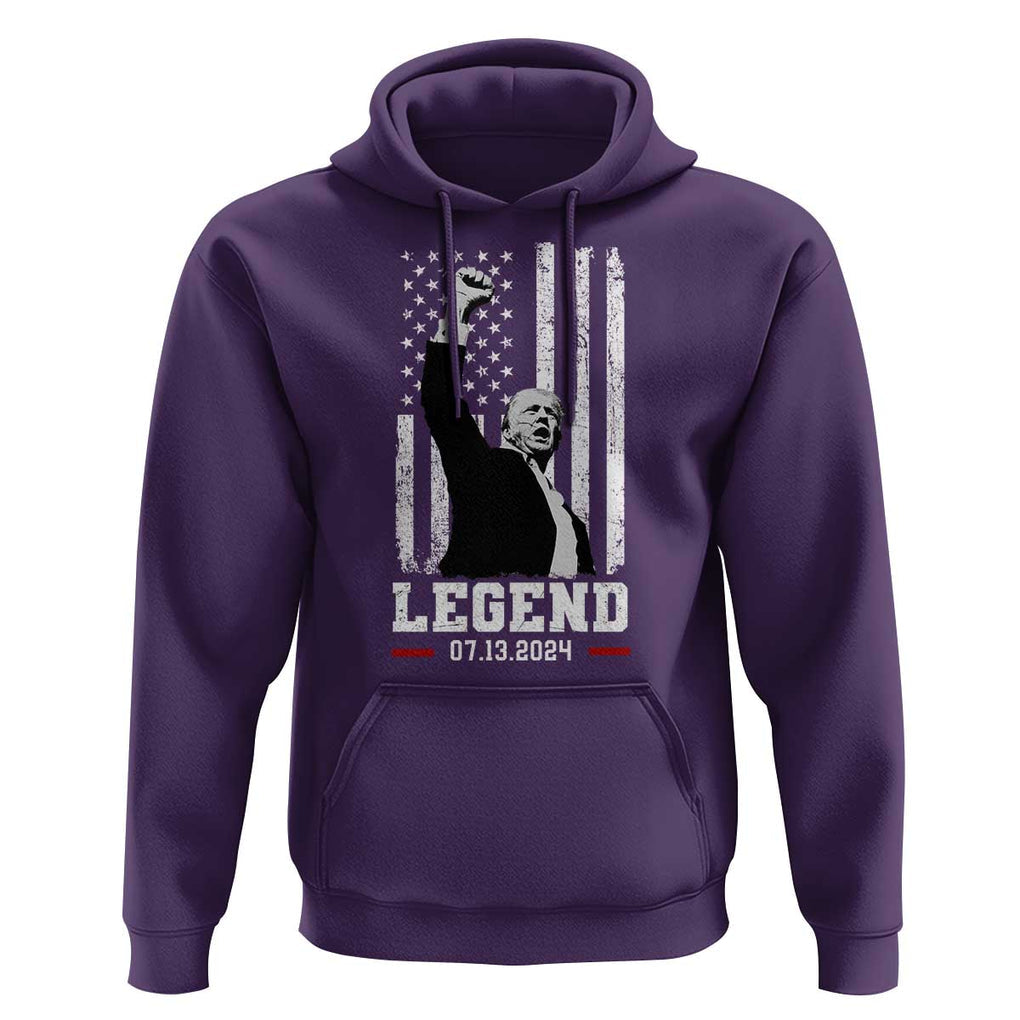 Trump Raised Fist Hoodie Legend July 13th 2024 American Flag TS02 Purple Print Your Wear