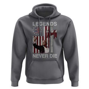 Trump Raised Fist Hoodie Legend Never Die President 45 47 American Betsy Ross Flag Cross TS02 Charcoal Print Your Wear