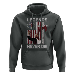 Trump Raised Fist Hoodie Legend Never Die President 45 47 American Betsy Ross Flag Cross TS02 Dark Heather Print Your Wear