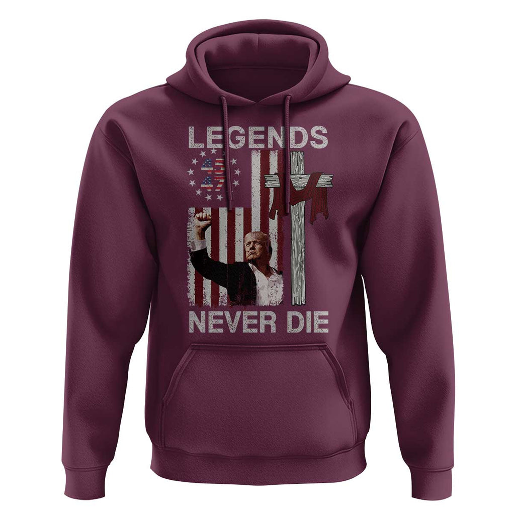 Trump Raised Fist Hoodie Legend Never Die President 45 47 American Betsy Ross Flag Cross TS02 Maroon Print Your Wear