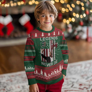 Trump Raised Fist Ugly Christmas Sweater Legend Never Die President 45 47 American Betsy Ross Flag Cross TS02 Christmas Print Your Wear
