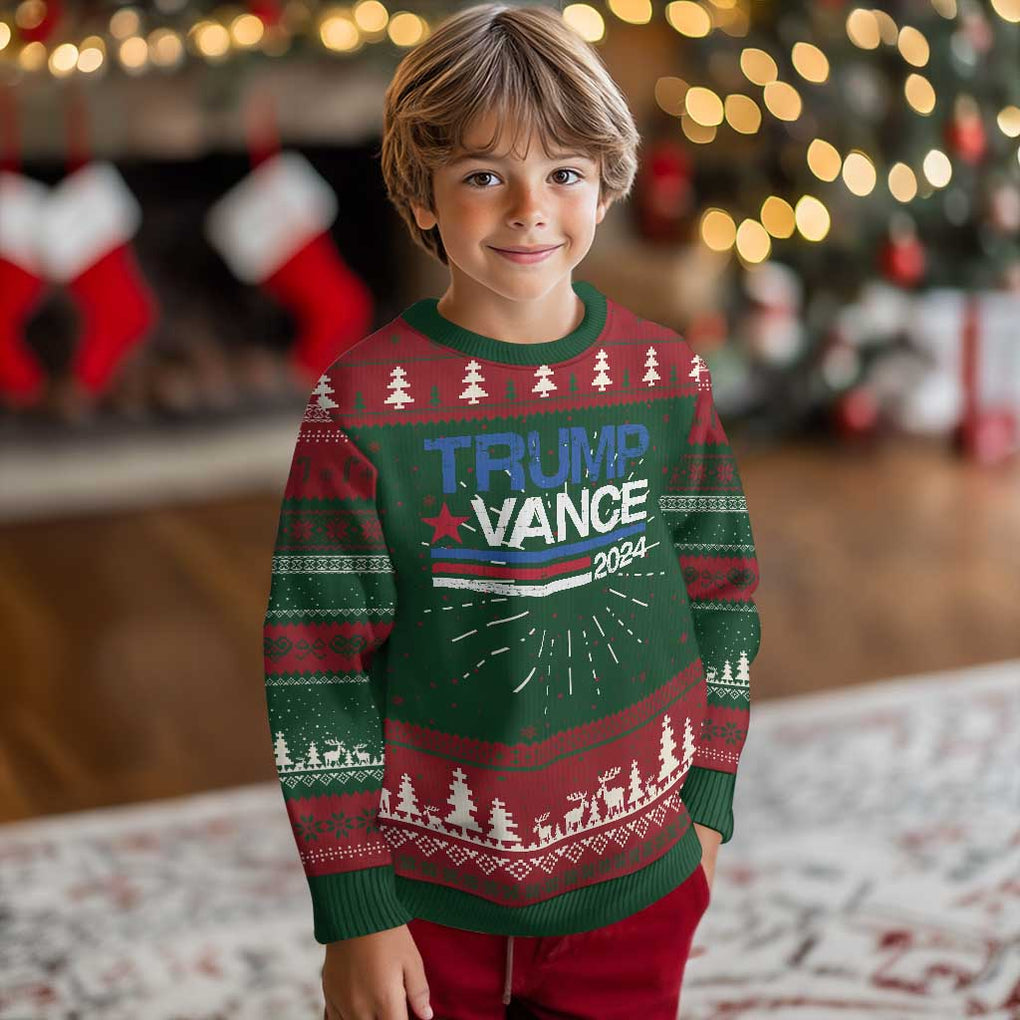 Trump Vance 2024 Ugly Christmas Sweater 2024 President 45 47 Supporter Retro Stripe TS02 Christmas Print Your Wear