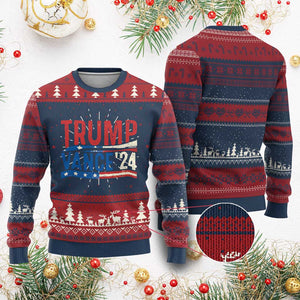 Trump Vance 2024 Ugly Christmas Sweater 2024 President 45 47 Supporter Retro Vintage TS02 Burgundy Print Your Wear