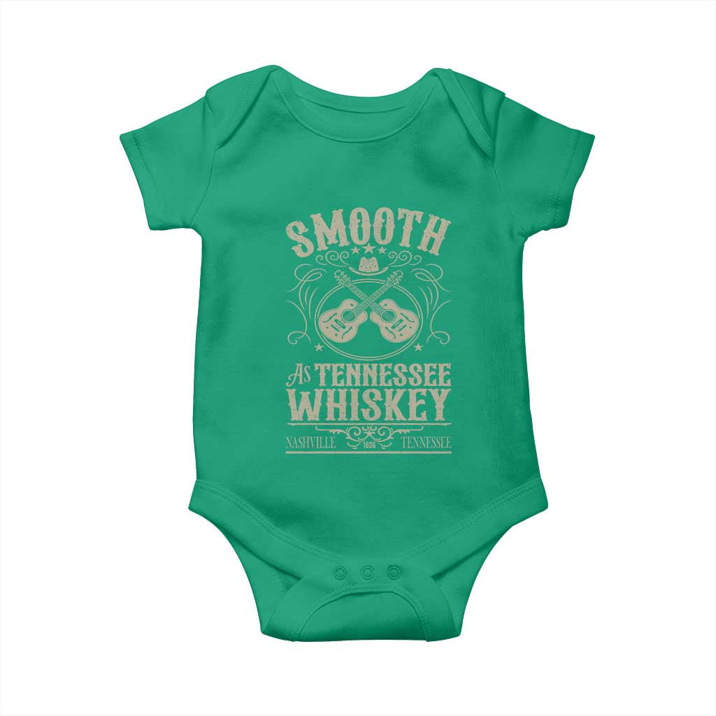 Smooth As Tennessee Whiskey Baby Onesie Country Music Guitar Drinking Addict TS02 Irish Green Print Your Wear
