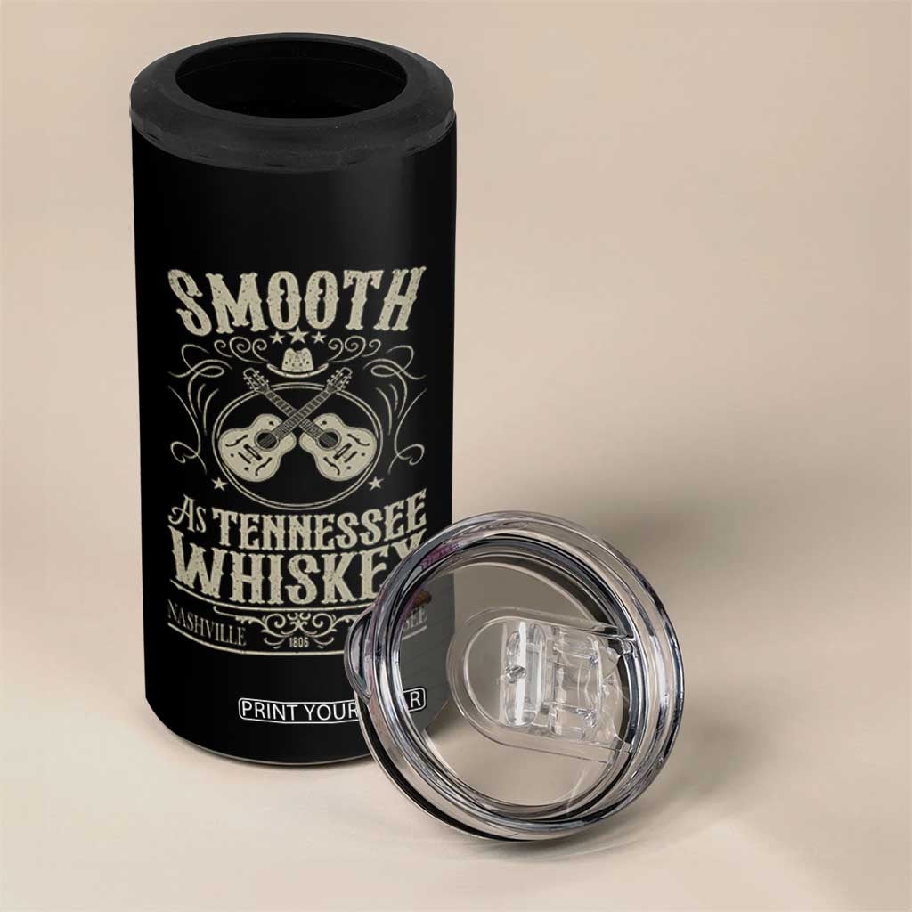 Smooth As Tennessee Whiskey 4 in 1 Can Cooler Tumbler Country Music Guitar Drinking Addict TS02 Print Your Wear