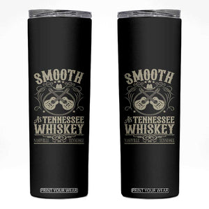 Smooth As Tennessee Whiskey Skinny Tumbler Country Music Guitar Drinking Addict TS02 Black Print Your Wear