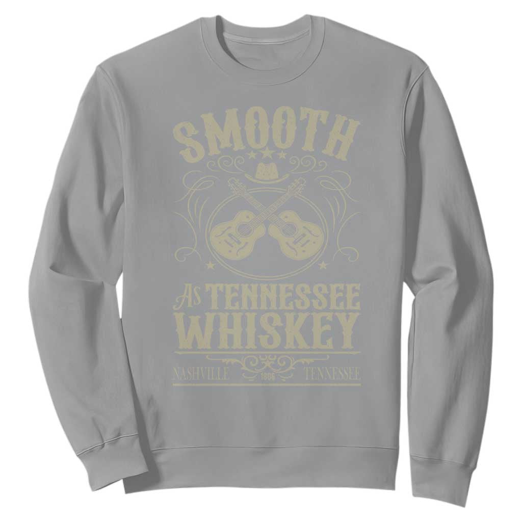 Smooth As Tennessee Whiskey Sweatshirt Country Music Guitar Drinking Addict TS02 Sport Gray Print Your Wear