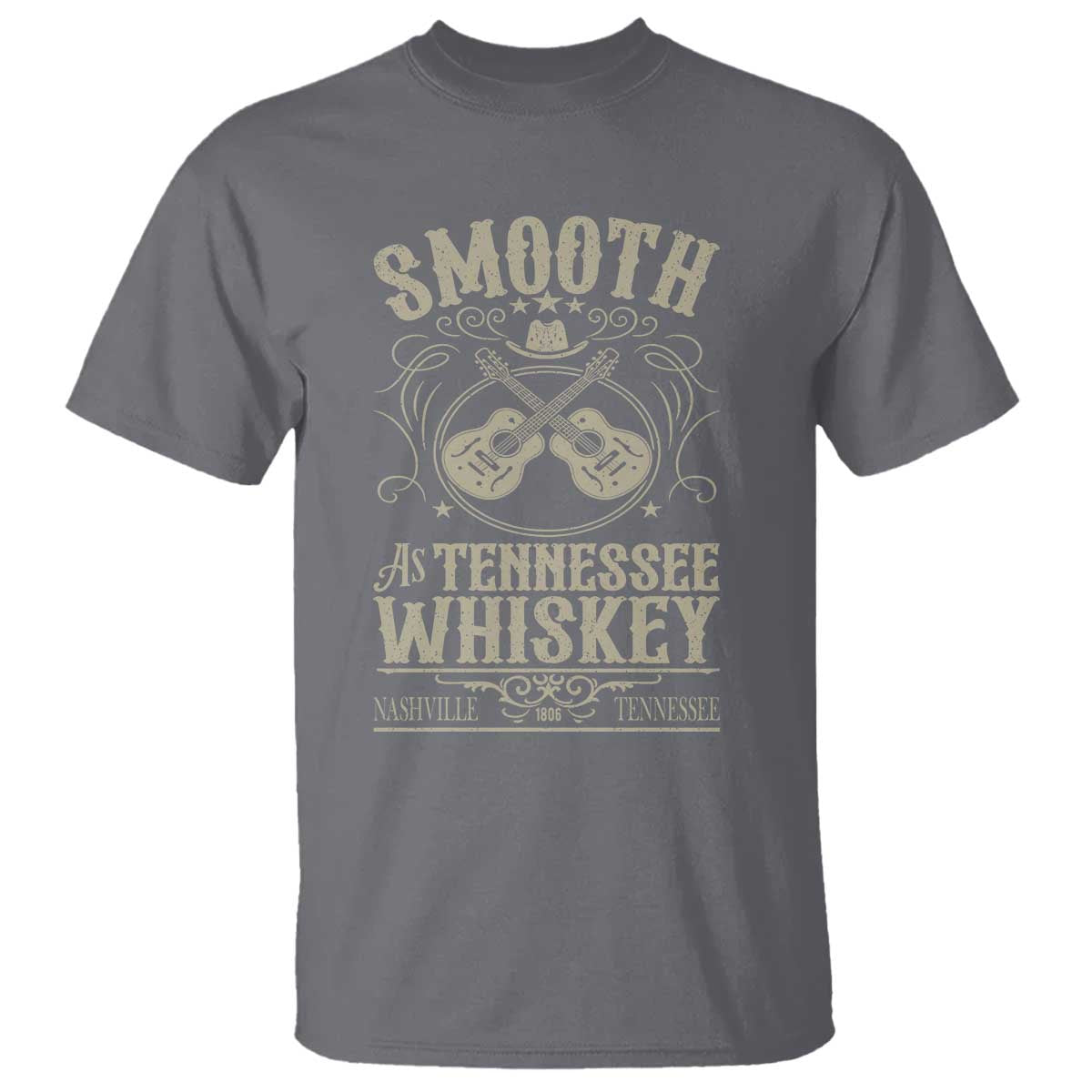 Smooth As Tennessee Whiskey T Shirt Country Music Guitar Drinking Addict TS02 Charcoal Print Your Wear