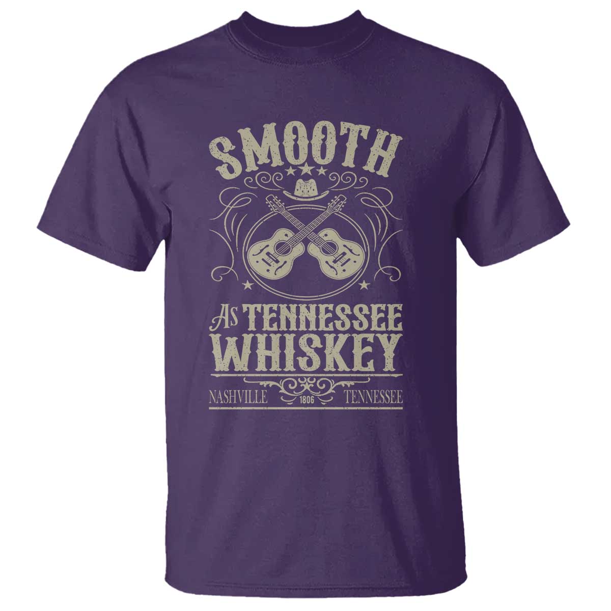 Smooth As Tennessee Whiskey T Shirt Country Music Guitar Drinking Addict TS02 Purple Print Your Wear
