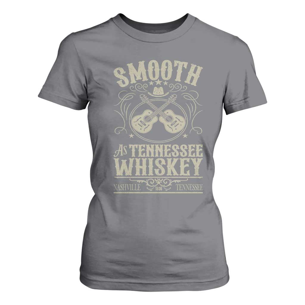 Smooth As Tennessee Whiskey T Shirt For Women Country Music Guitar Drinking Addict TS02 Charcoal Print Your Wear