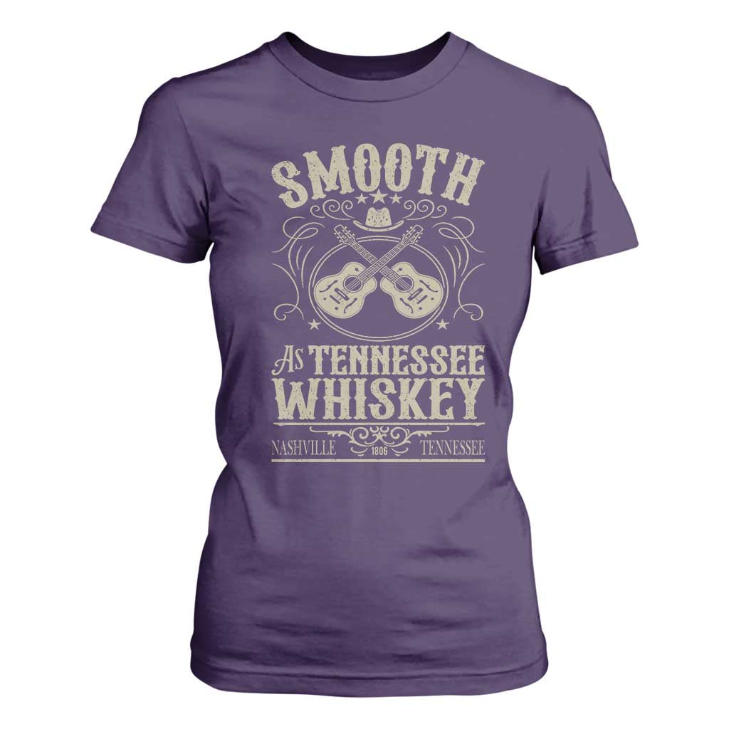 Smooth As Tennessee Whiskey T Shirt For Women Country Music Guitar Drinking Addict TS02 Purple Print Your Wear