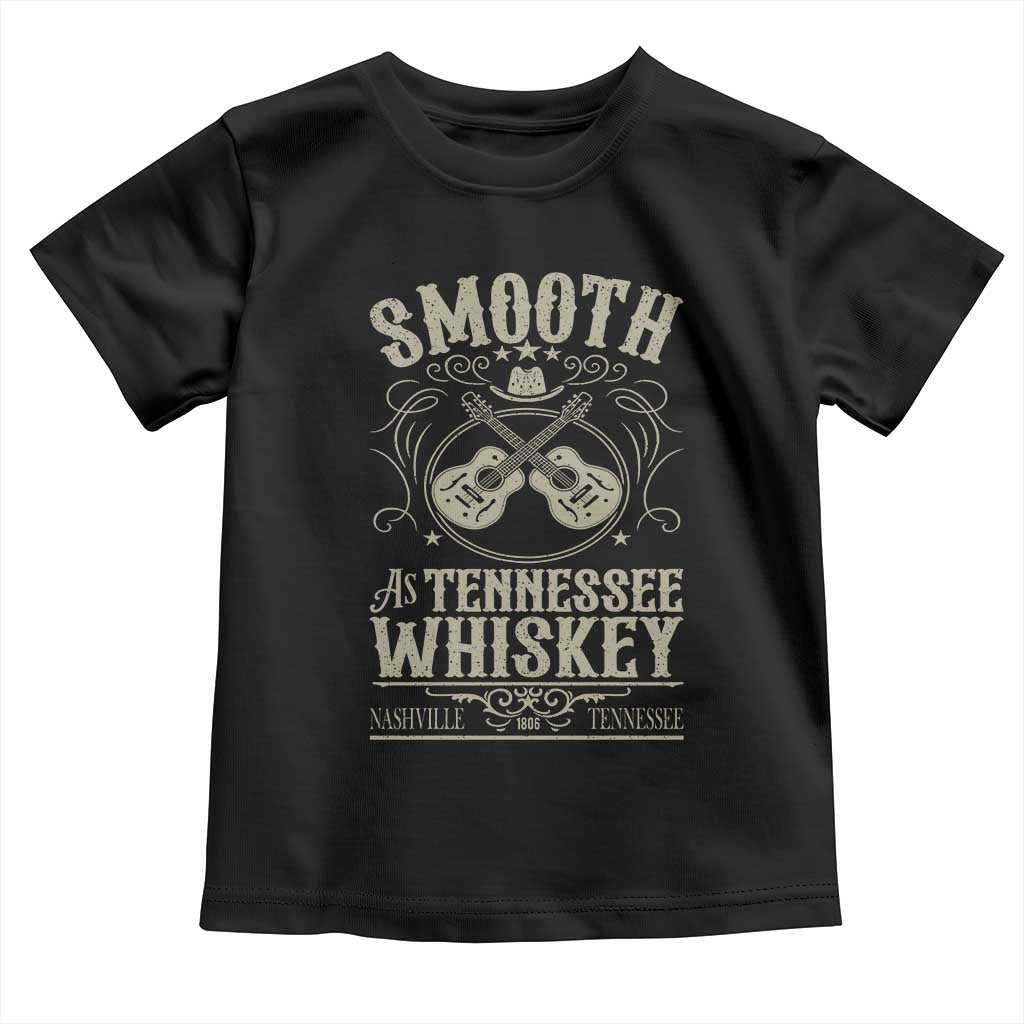 Smooth As Tennessee Whiskey Toddler T Shirt Country Music Guitar Drinking Addict TS02 Black Print Your Wear