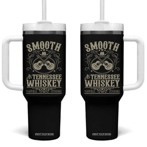Smooth As Tennessee Whiskey Tumbler With Handle Country Music Guitar Drinking Addict TS02 One Size: 40 oz Black Print Your Wear