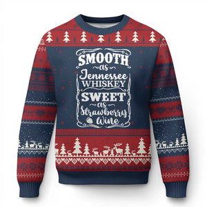 Smooth As Tennessee Whiskey Ugly Christmas Sweater Sweet As Strawberry Wine Country Love TS02 Navy Red Print Your Wear