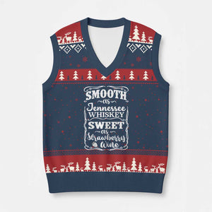 Smooth As Tennessee Whiskey V-Neck Knit Sweater Vest Sweet As Strawberry Wine Country Love TS02 Navy Red Print Your Wear