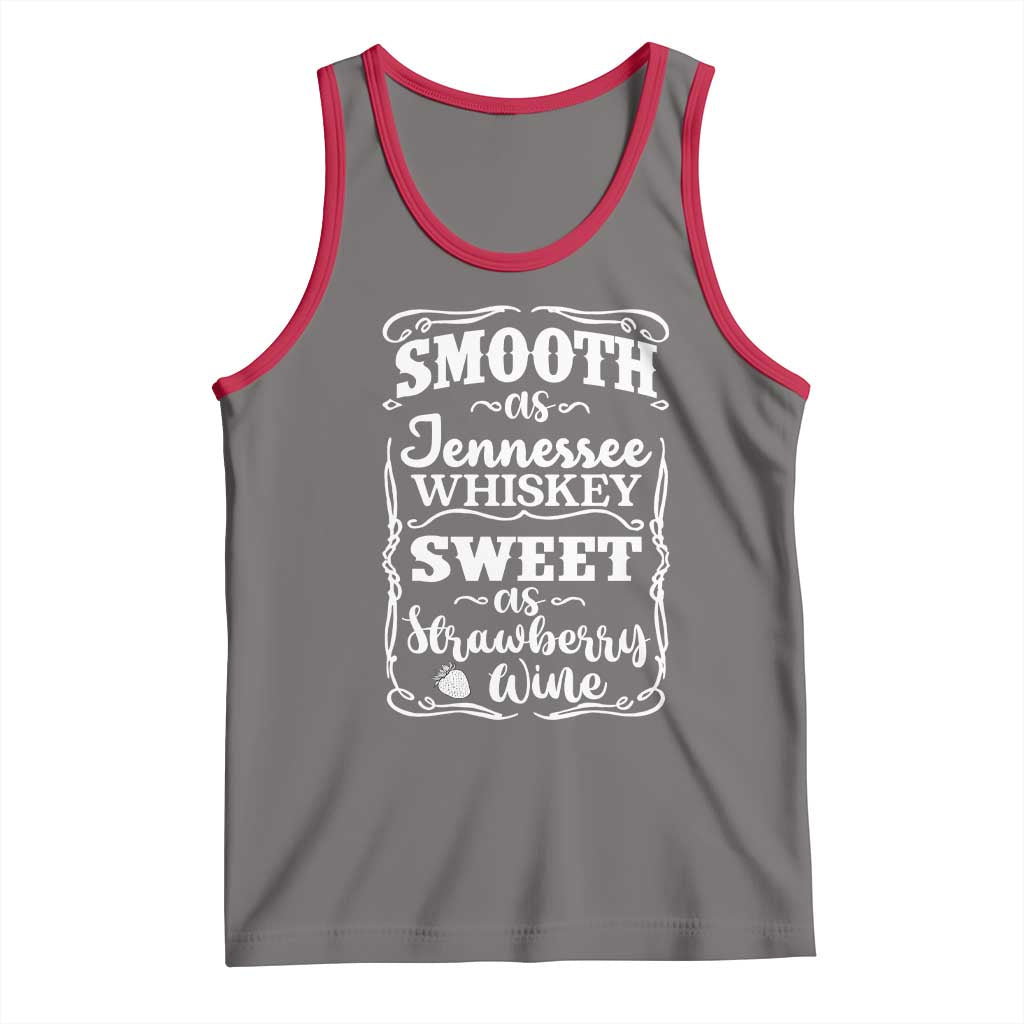 Smooth As Tennessee Whiskey Tank Top Sweet As Strawberry Wine Country Love TS02 Deep Heather Red Print Your Wear